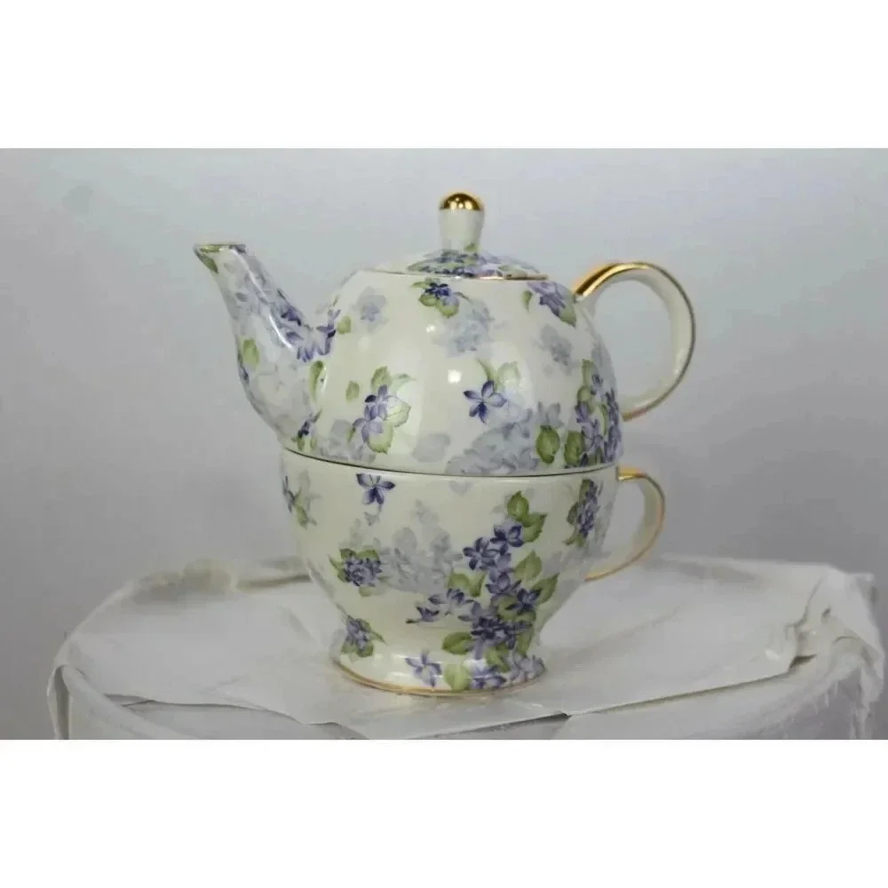 EC NICE PEPPERTREE TEA WARE TEA CUP AND TEAPOT SET FOR 1